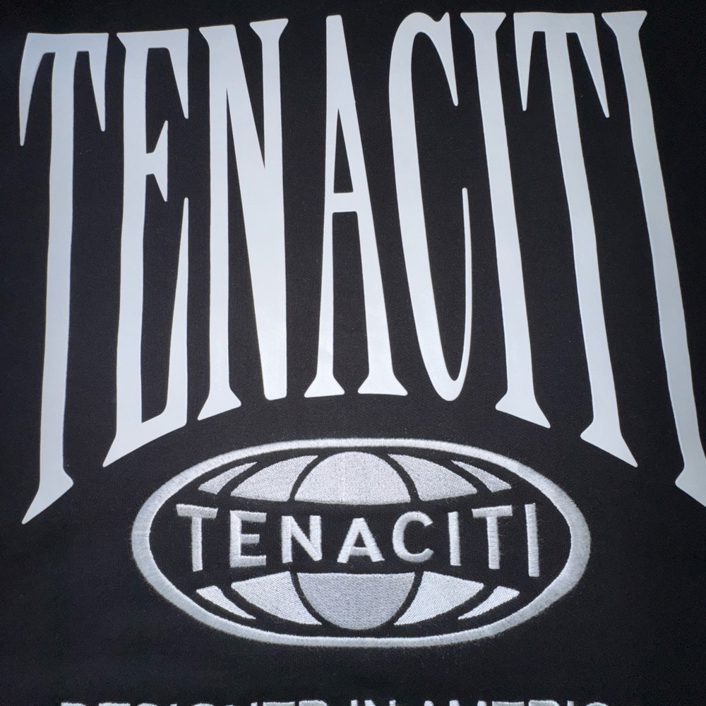 Black embroidered tenacity hoodie